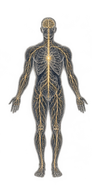 A human figure mapped with a bioelectric tissue-organizing field